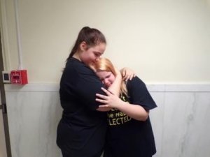 Alyssa embraces her forever sister, Adreonna (Dawn).