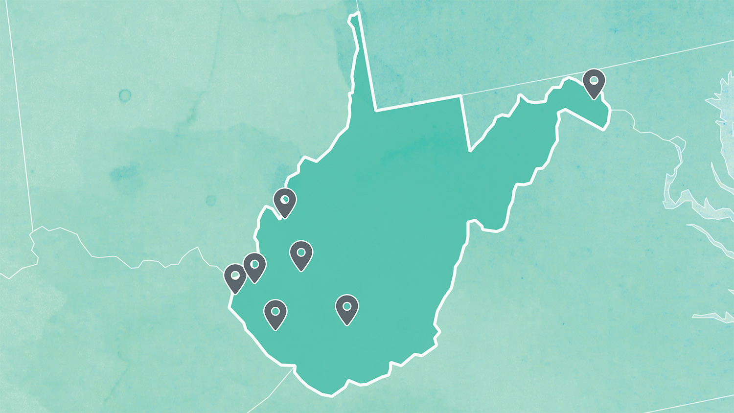 Static map of all KVC West Virginia locations with location markers
